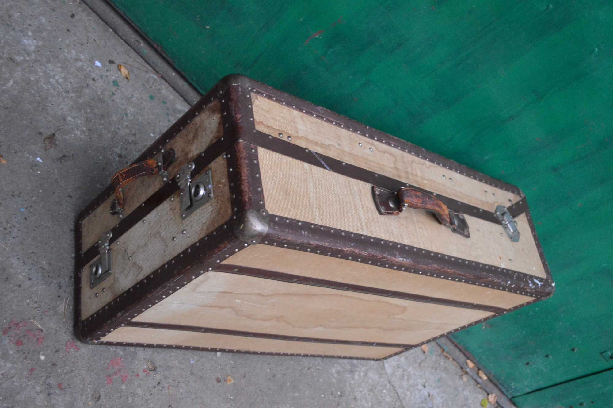 walizka prl stary kufer podróżny antyk retro 76x47x24