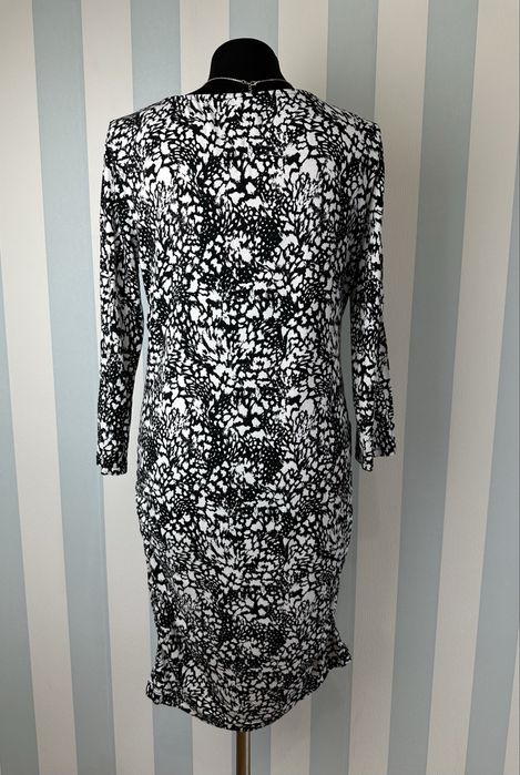 Wzorzysta elastyczna sukienka ciążowa na długi rękaw midi 38 M H&M