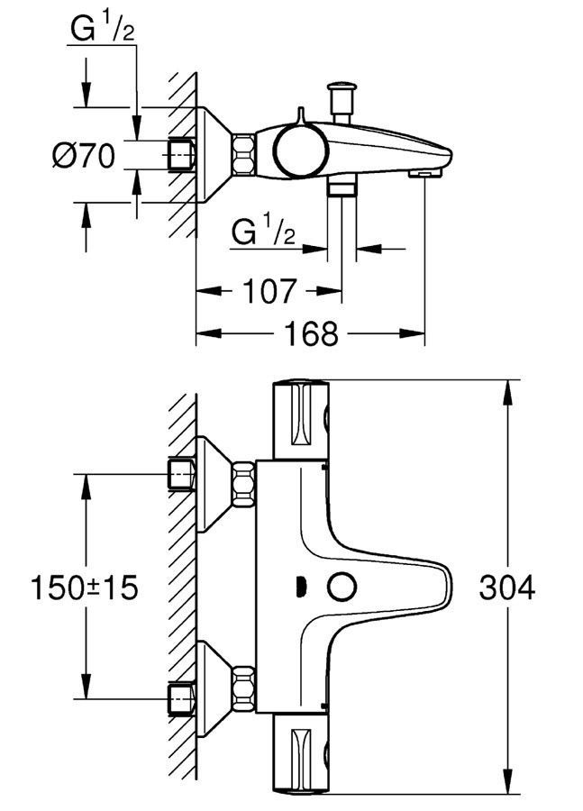 Смеситель для ванни Термостат Grohe Grohtherm 800