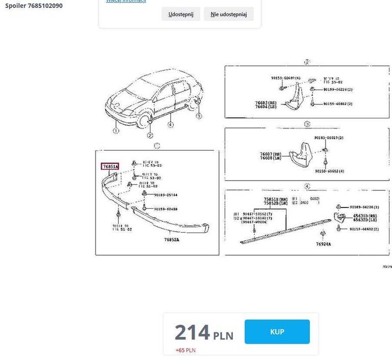 Spojler zderzaka Toyota