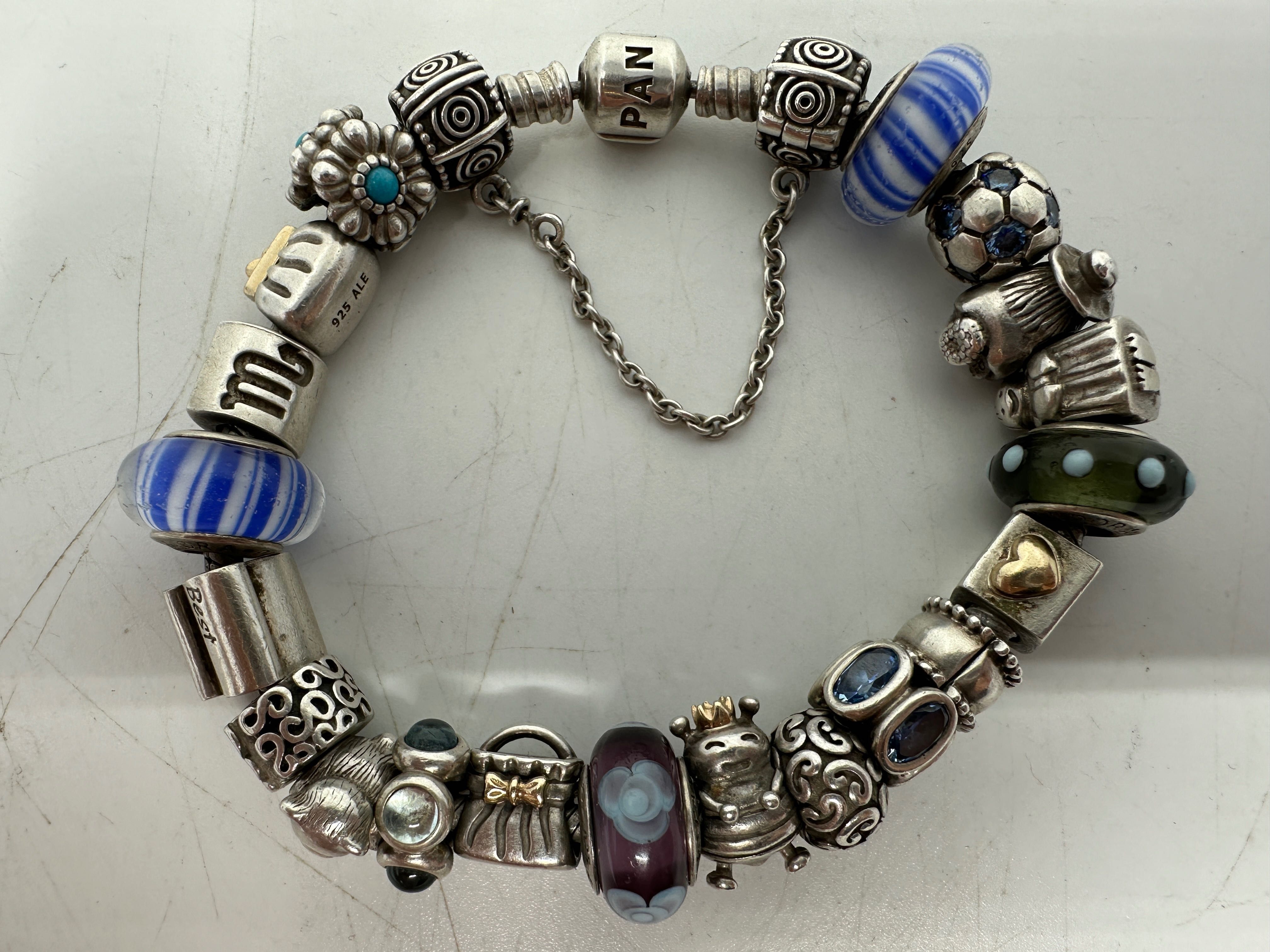 Bransoletka Pandora vintage srebro/zloto próba 925