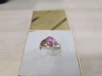 Złoty pierścionek pojedyncze oczko jasny róż PR 585