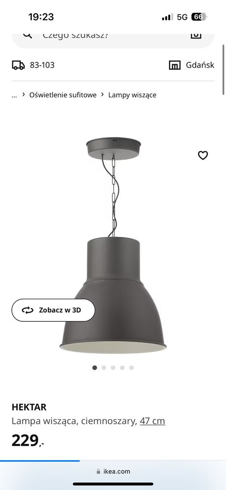 Ikea Hektar stan idealny lampa wisząca
