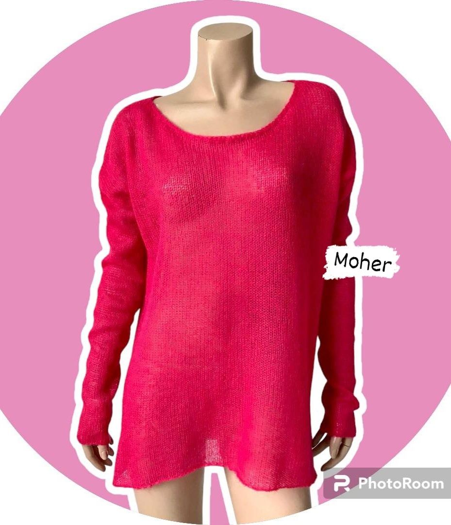 Benetton oversize sweter damski M moher 
30%moher