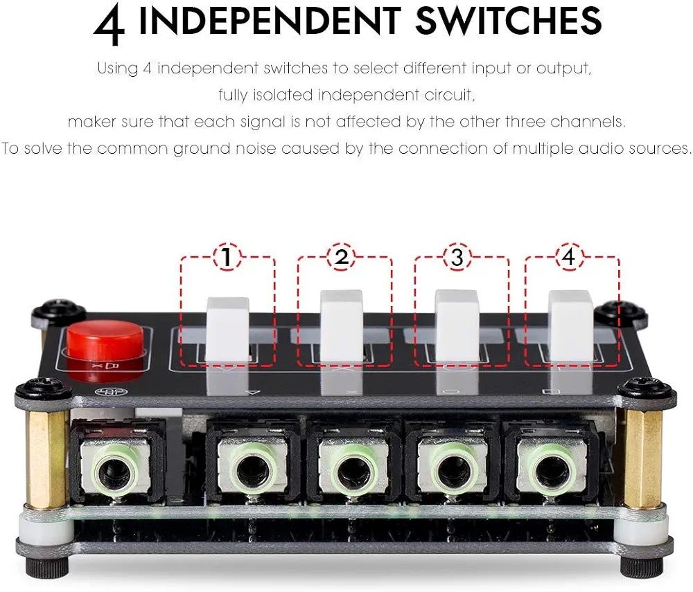 Little Bear Pasywny 4-drożny przełącznik audio 3,5 mm Mini Stereo AUX