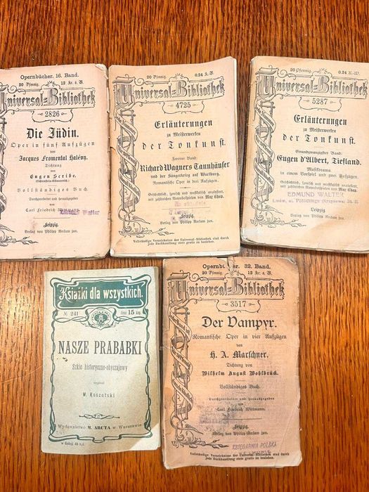 Antyczne książki i broszury XIX/XX w.–unikatowy komplet, Leipzig, W-wa
