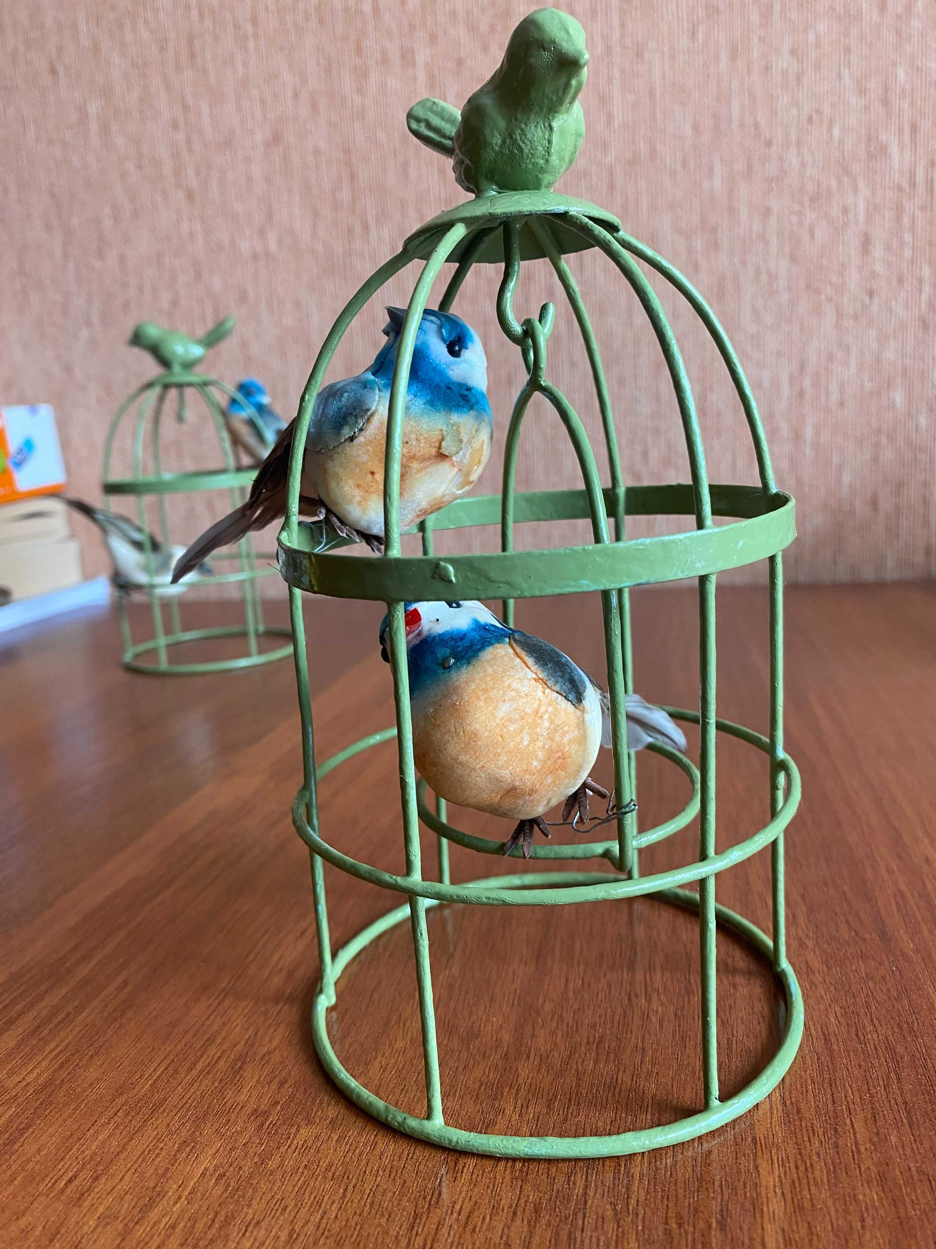 Декор Птички цветные в клетке (искусственные)