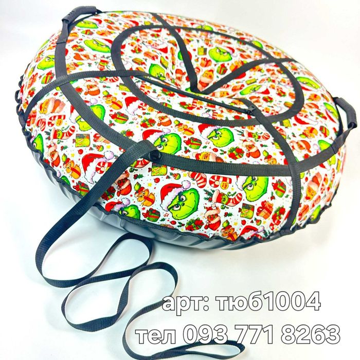 тюбінг - санки — зимовий пончик для дітей, яскравий дизайн, ватрушка