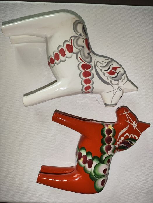 Konik biały 15cm Dalahäst A.OLSSONS Nusnäs SWEDEN ÄKTA cudowny rarytas