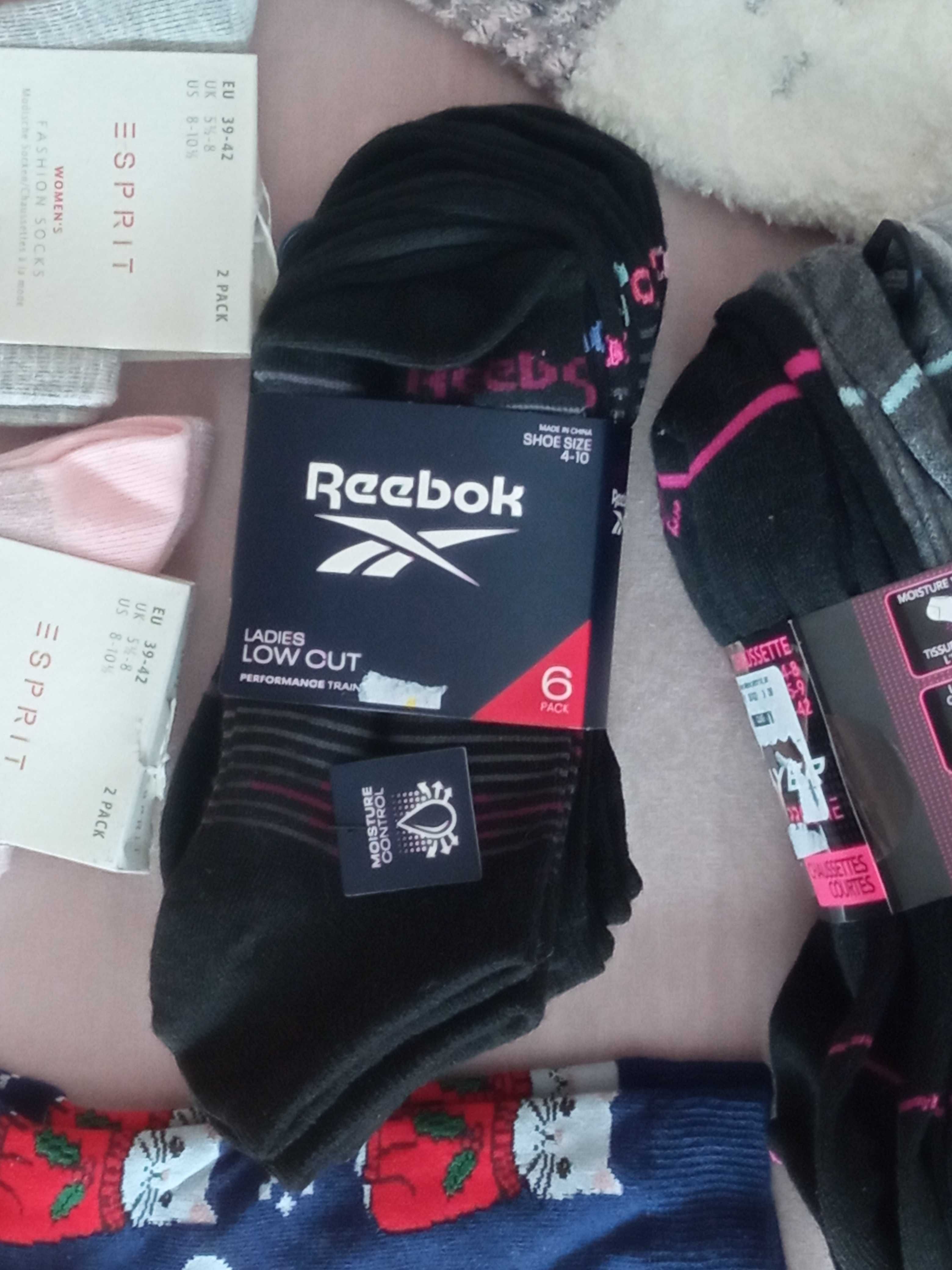 REEBOK damskie stopki skarpetki 6 par ORYGINALNE czarne stópki NOWE