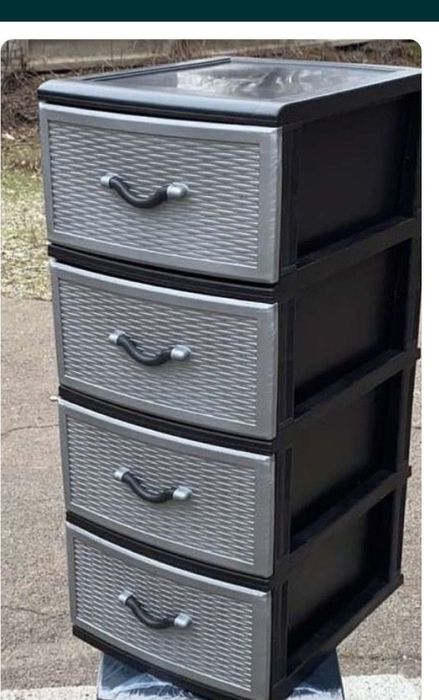 Удобный кoмод, шкaфчик, тумбoчка  серого цвета на 4 яруса для школьных