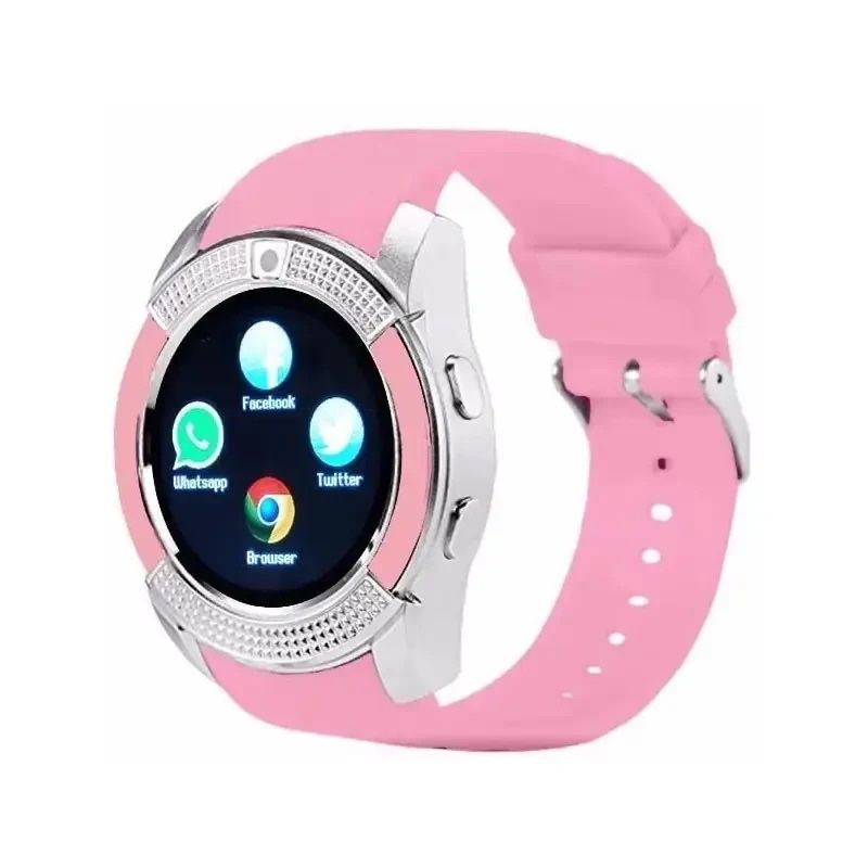 Годинник дитячий Smart watch V8 розовый с камерой и sim-картой