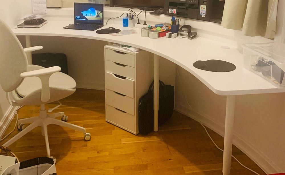 Secretaria de alta qualidade em branco lacado com 3.0m x 0.5m