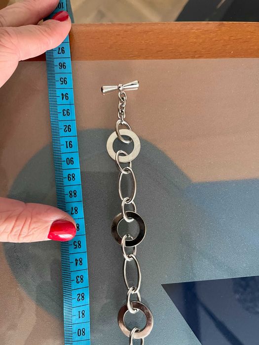 Metalowy srebrny chromowany pasek od 60 do 90 cm w pasie