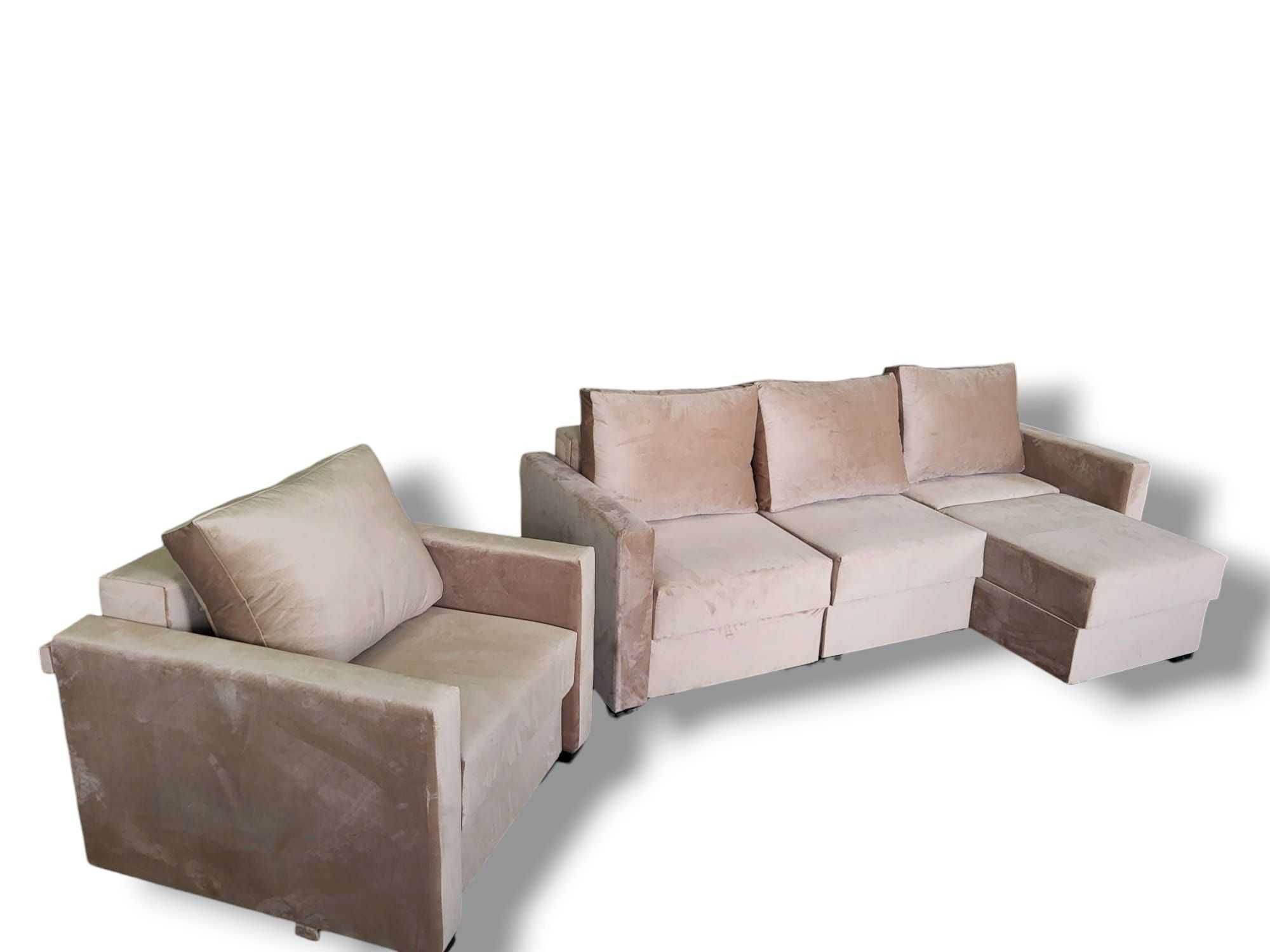 Kanapa/Sofa rozkładana Komplet Mebli do salonu z Fotelem Carlos