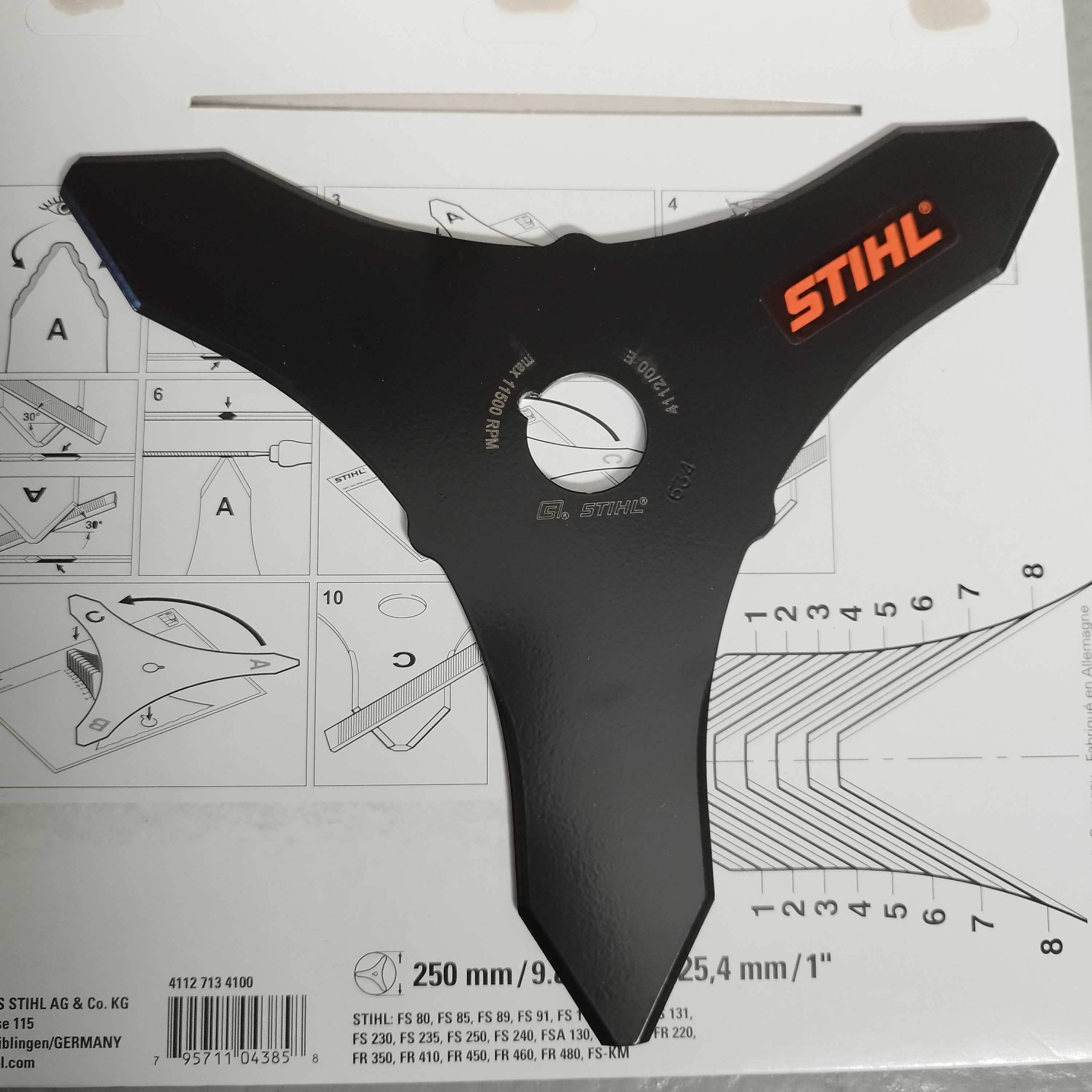 Trójząb Nóż 250mm/25,4 do Stihl FS i FSA