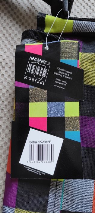 Nowa torba listonoszka Paso młodzieżowa na ramię w kolorową kratkę