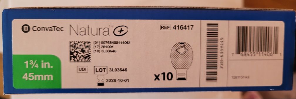 ConvaTec NATURA _ Worki Stomijne - 1 3/4 In. 45 mm _ 10 szt. w pudełku