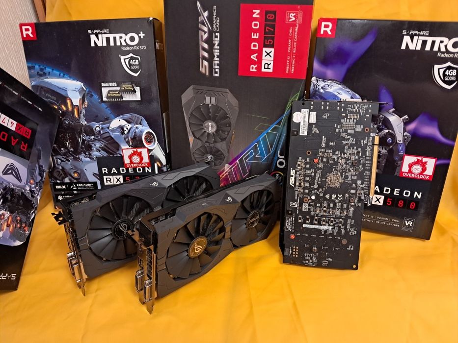 Видеокарта ASUS STRIX RX570 4GB топ состояние и другие карты