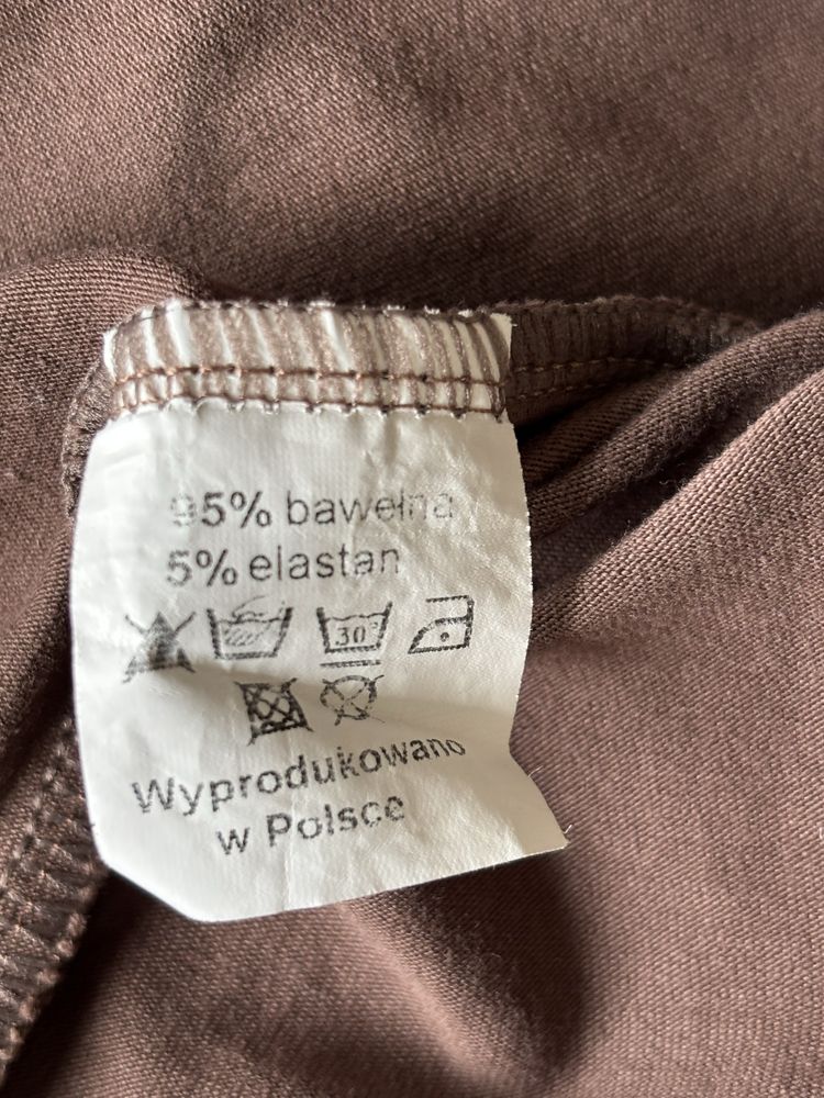 Brązowa sukienka Makadamia 38 M bawełna literka A dekolt V