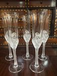 Flutes de champagne cristal marca Jean Claude France Swan olhos safira