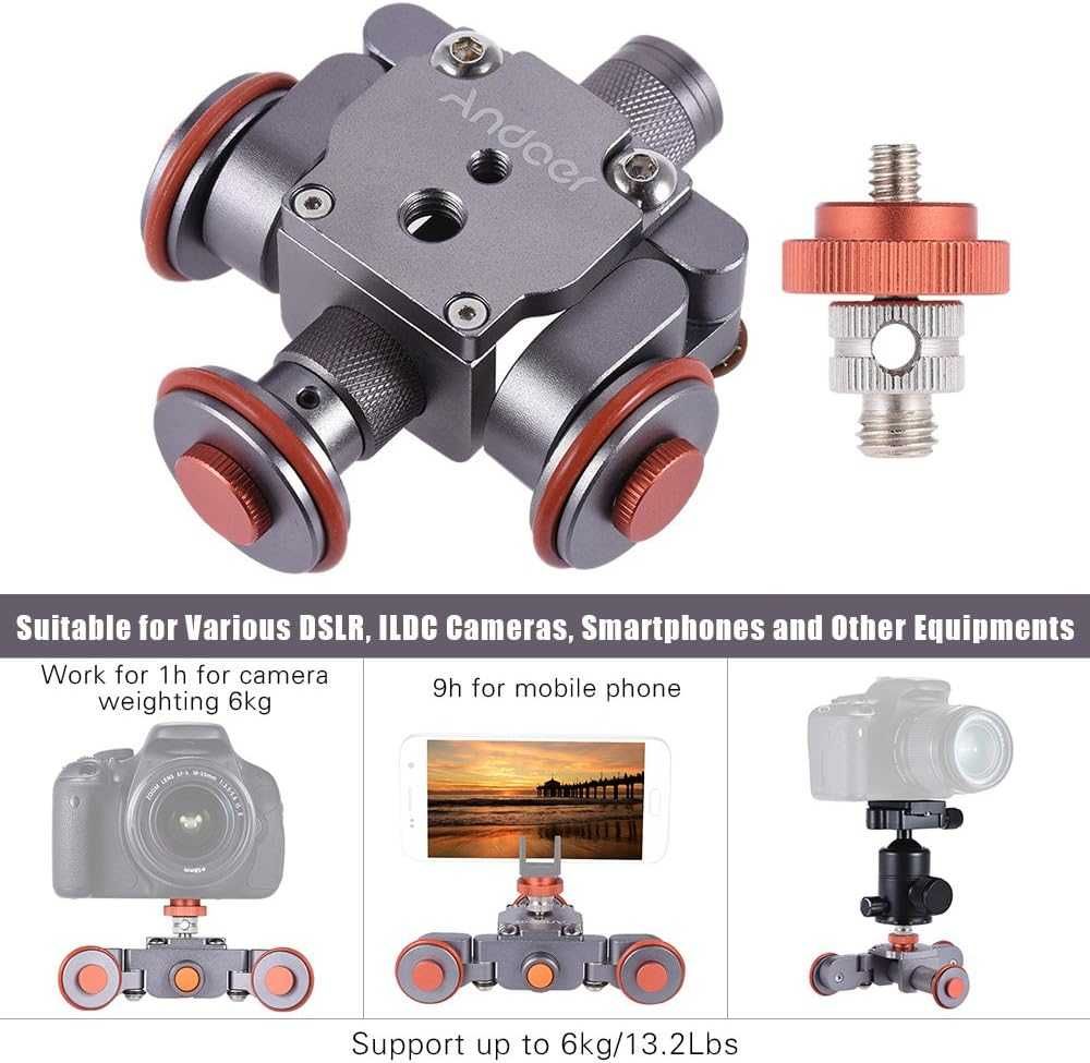 Auto dolly motorizado para cameras e telemóveis + Ballhead de tripé