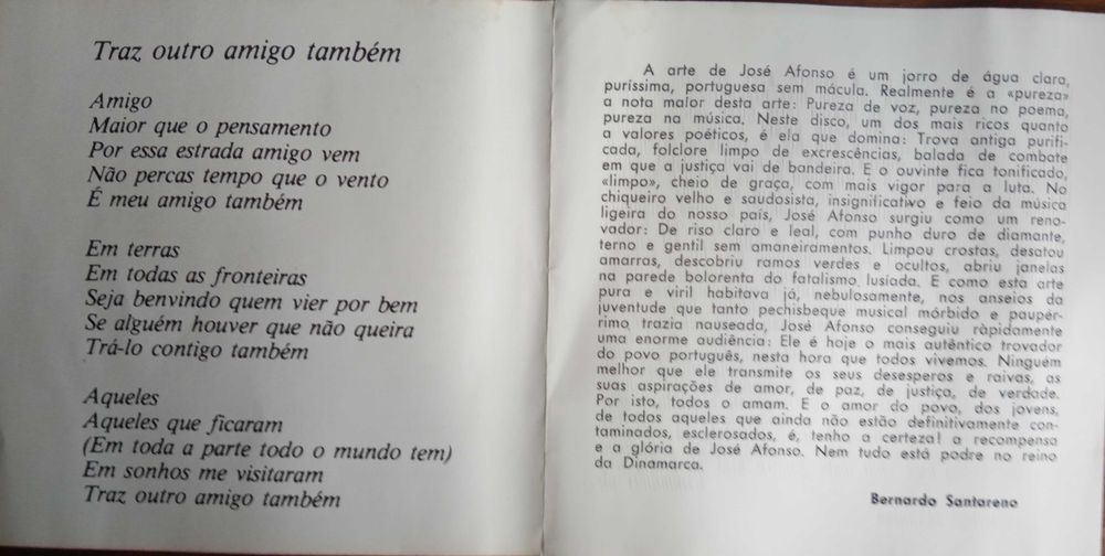José Afonso	- - - - -		Traz Outro Amigo Também	- - - - -	CD
