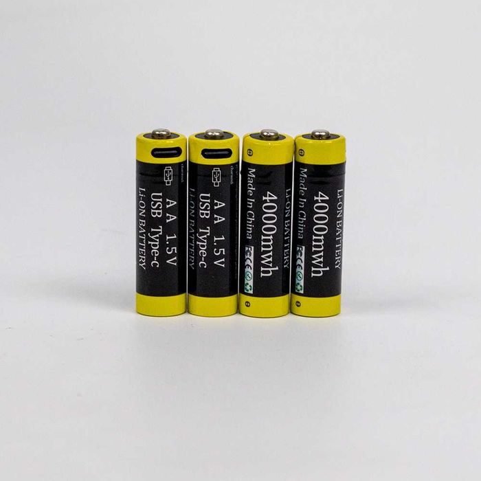 Аккумуляторы 2 шт АА 1,5В 4000мВч с USB Type-C и забудьте о батарейках