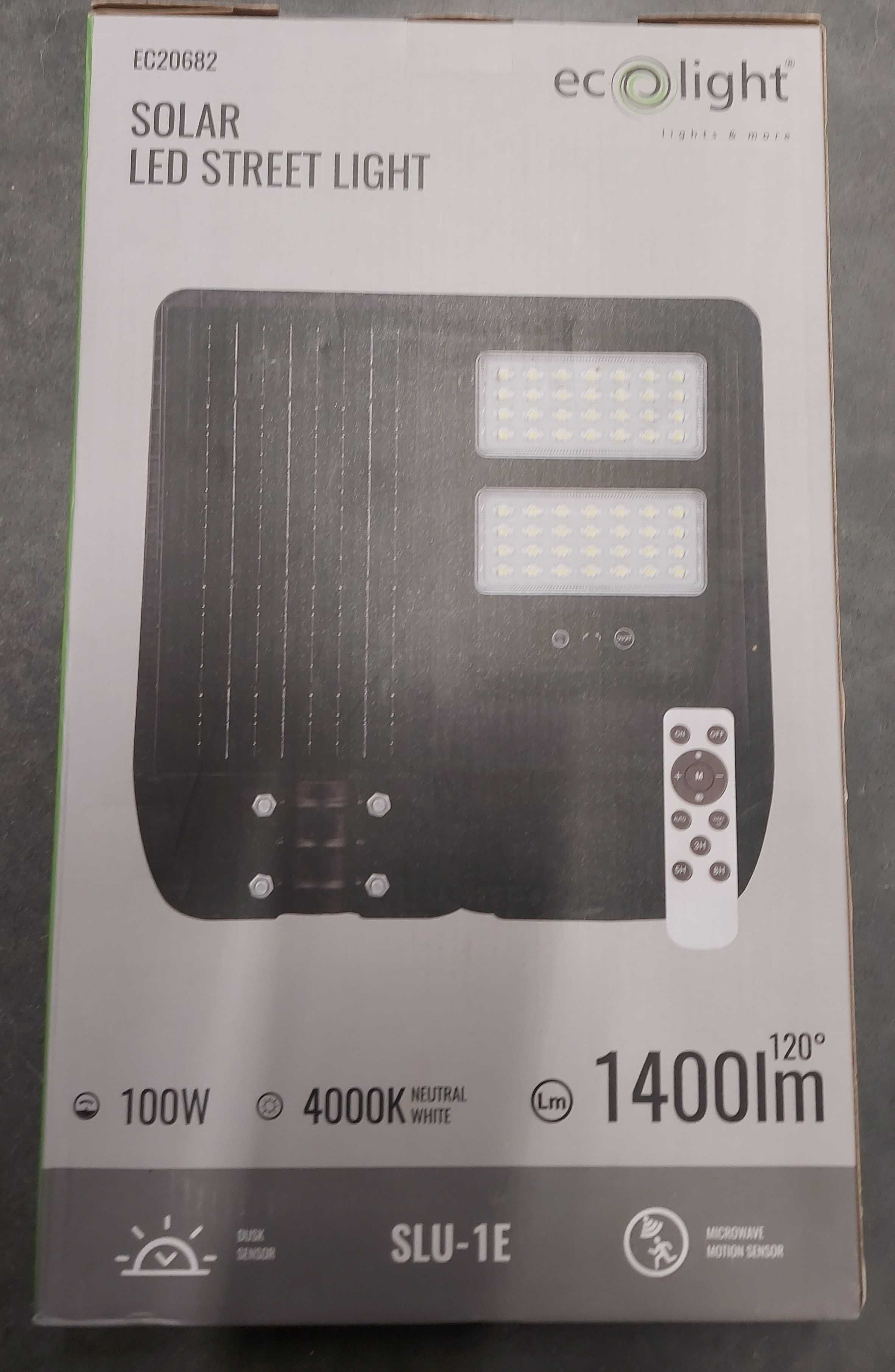 Solarna Lampa Uliczna 100W 4000K z czujnikiem ruchu i pilotem