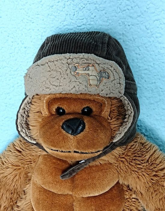 Czapka niemowlęca dla chłopca zimowa z kożuszkiem 6-12 miesięcy