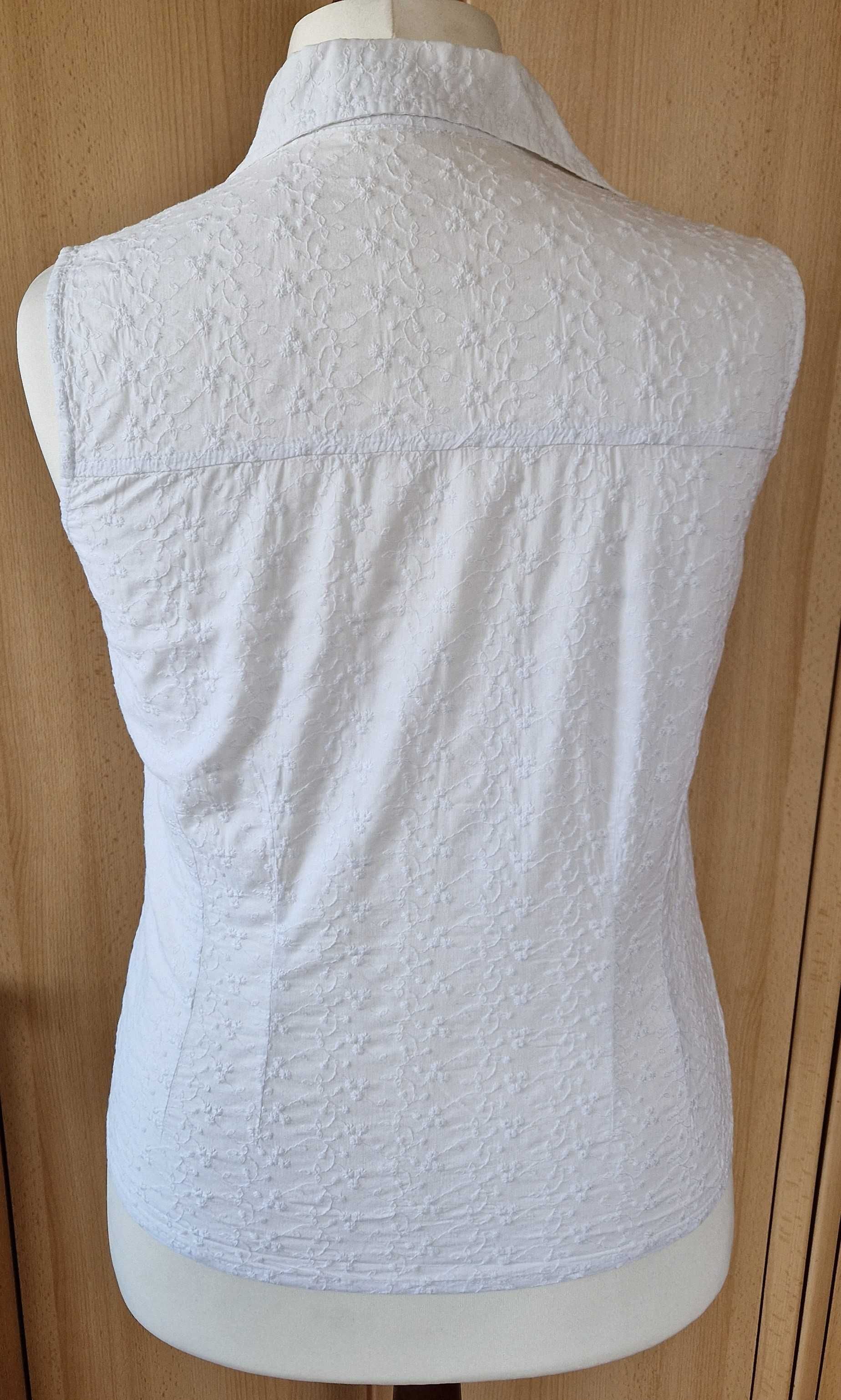 Bluzka damska taliowana biała haftowana bez rękawów R 40