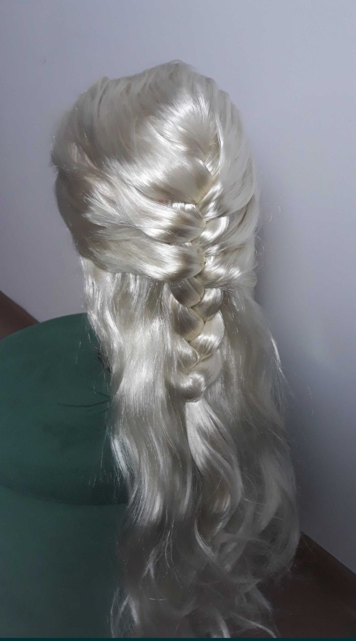 Peruka dziewczęca do przebrania Elsa Frozen Kraina Lodu warkocz blond