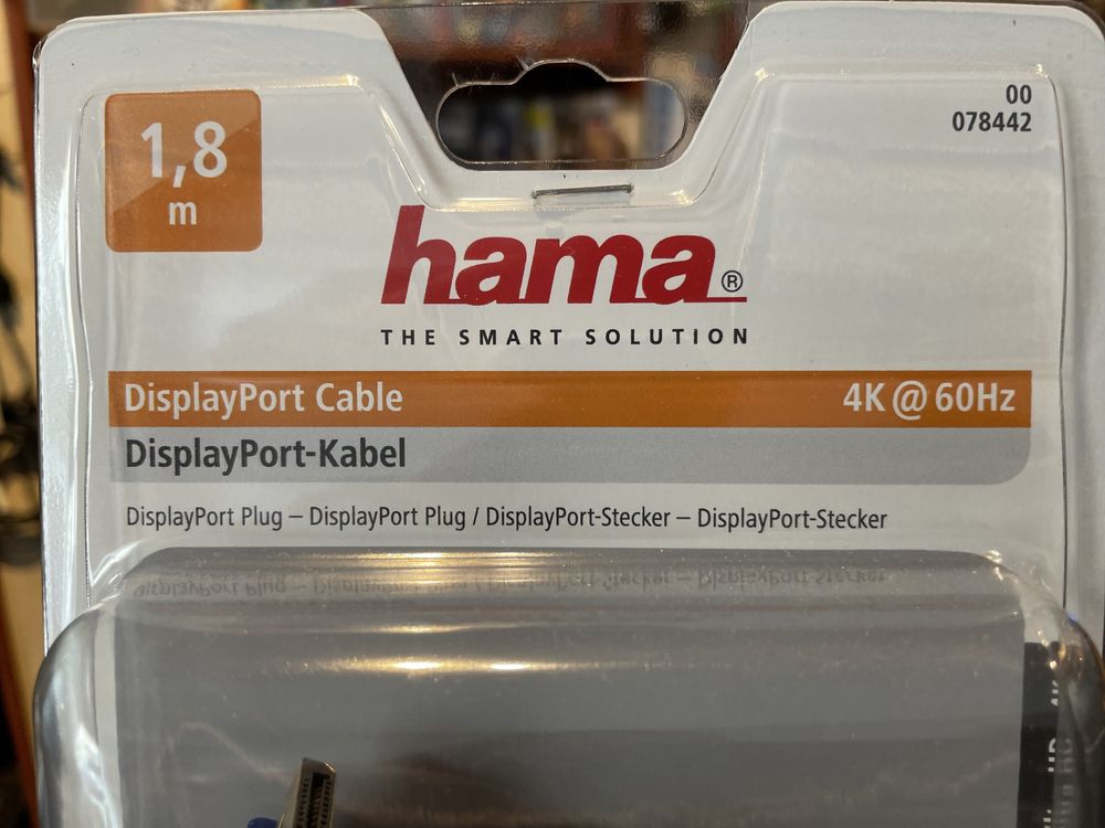 Kabel Hama DisplayPort 1.8m 4K wtyk-wtyk