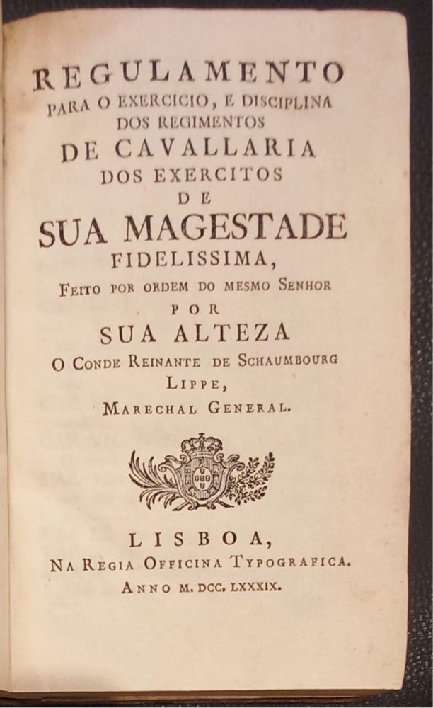 "Regulamento Dos Exercitos" 1789 Schaumbourg Lippe