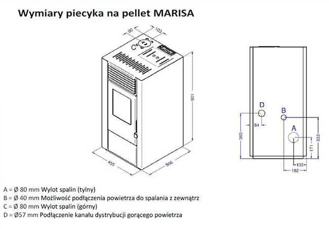 Piecyk na pellet Marisa 9 kW biały NADMUCH DGP