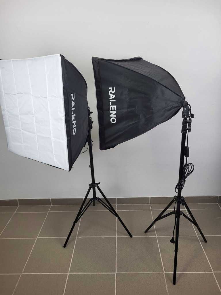 RALENO 2 x Softbox 50W LED Gotowy zestaw do Studia 50x50 cm 5500K 50W