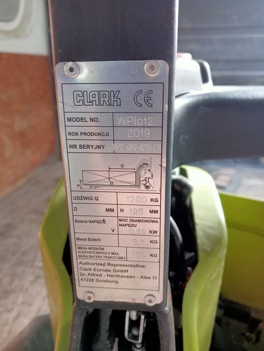 Paleciak elektryczny Clark WPio 12