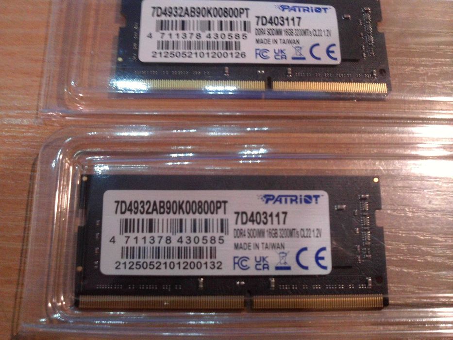Pamięć RAM DDR4 16GB PATRIOT 3200 do laptopa - 4 sztuki - nowe