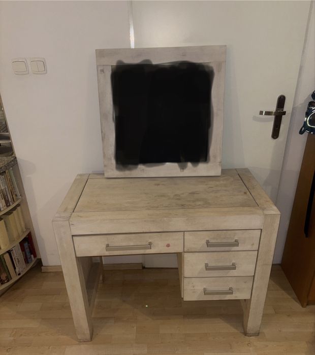 Drewniana Toaletka/ Biurko + Lustro