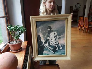 Obraz stara reprodukcja NAPOLEON BONAPARTE Michałowski w ramie 53x63cm
