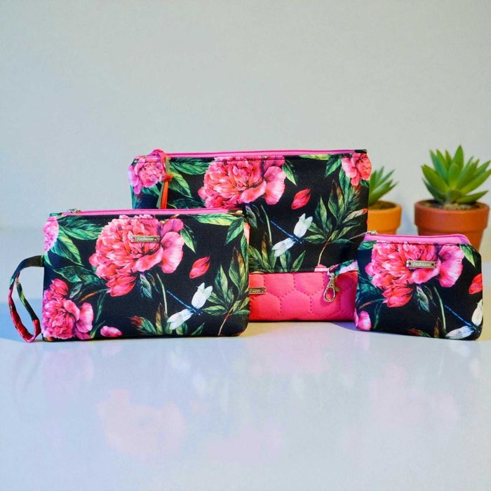 Zestaw kosmetyczka i saszetki w piwonie 3szt PL hadmade