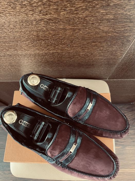 Мокасины на овчине - ZILLI оригинал вставки крокодил размер 43,5