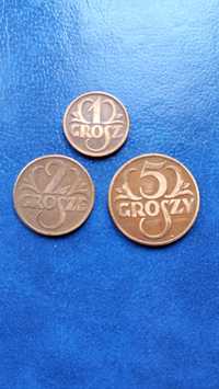 Stare monety 1 gr 2 gr 5 gr 1937 zestaw 2RP