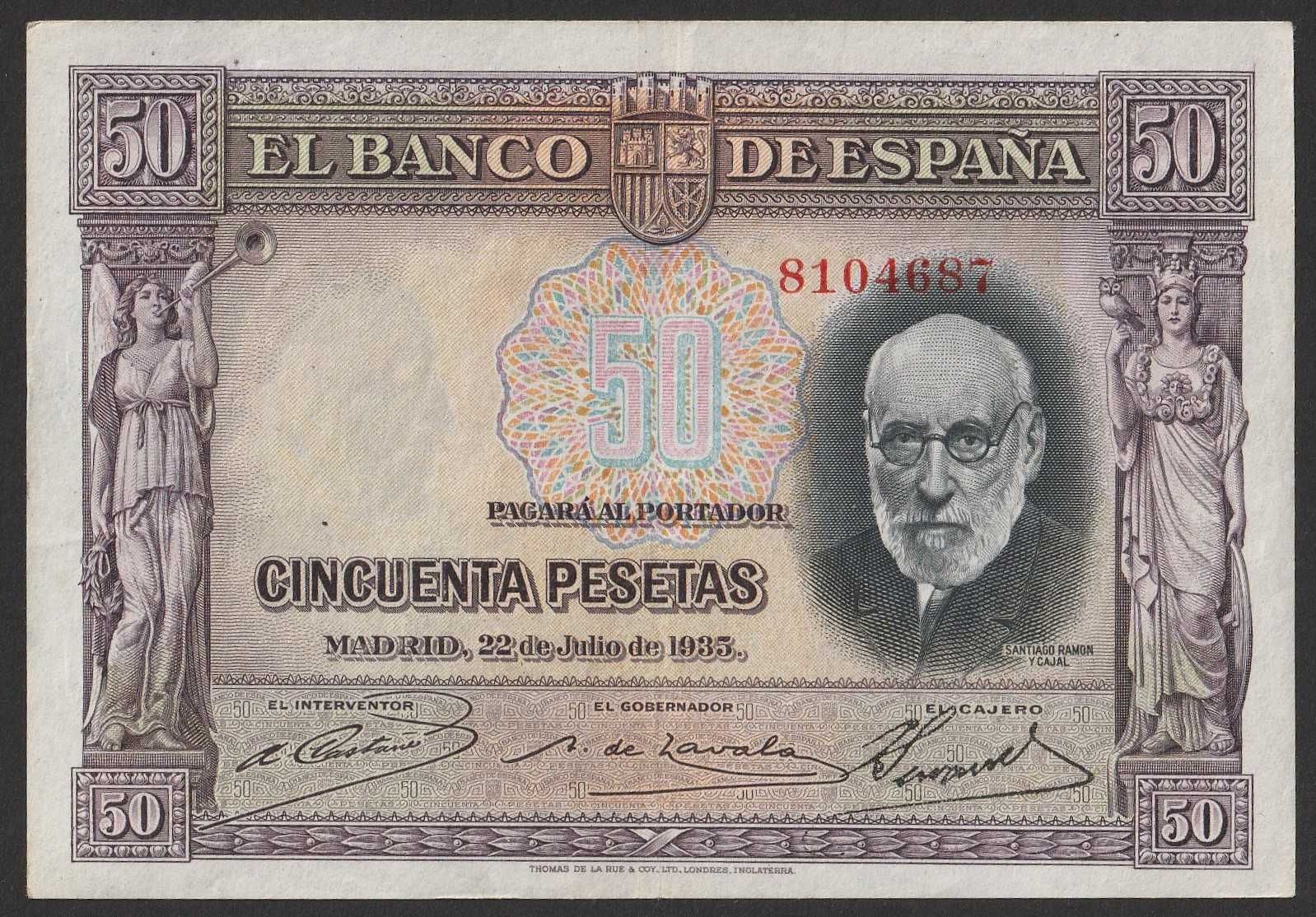 Hiszpania 50 peset 1935 - Santiago Ramon y Cajal - 810