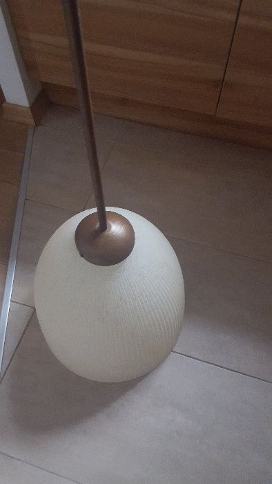 Lampa wisząca miedź, szklany klosz NOWA