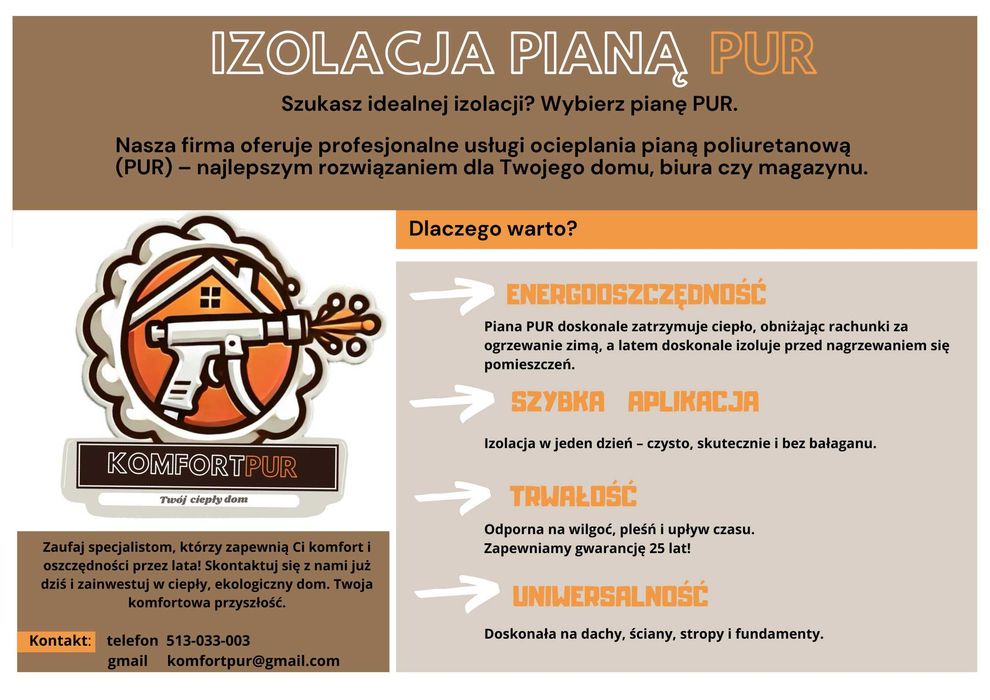 Ocieplenia Piana PUR Izolacje natryskowe Czyste powietrze