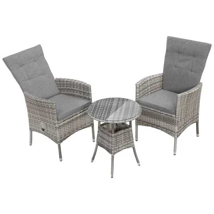 Meble ogrodowe BELLUNO stolik + 2 fotele z regulacją