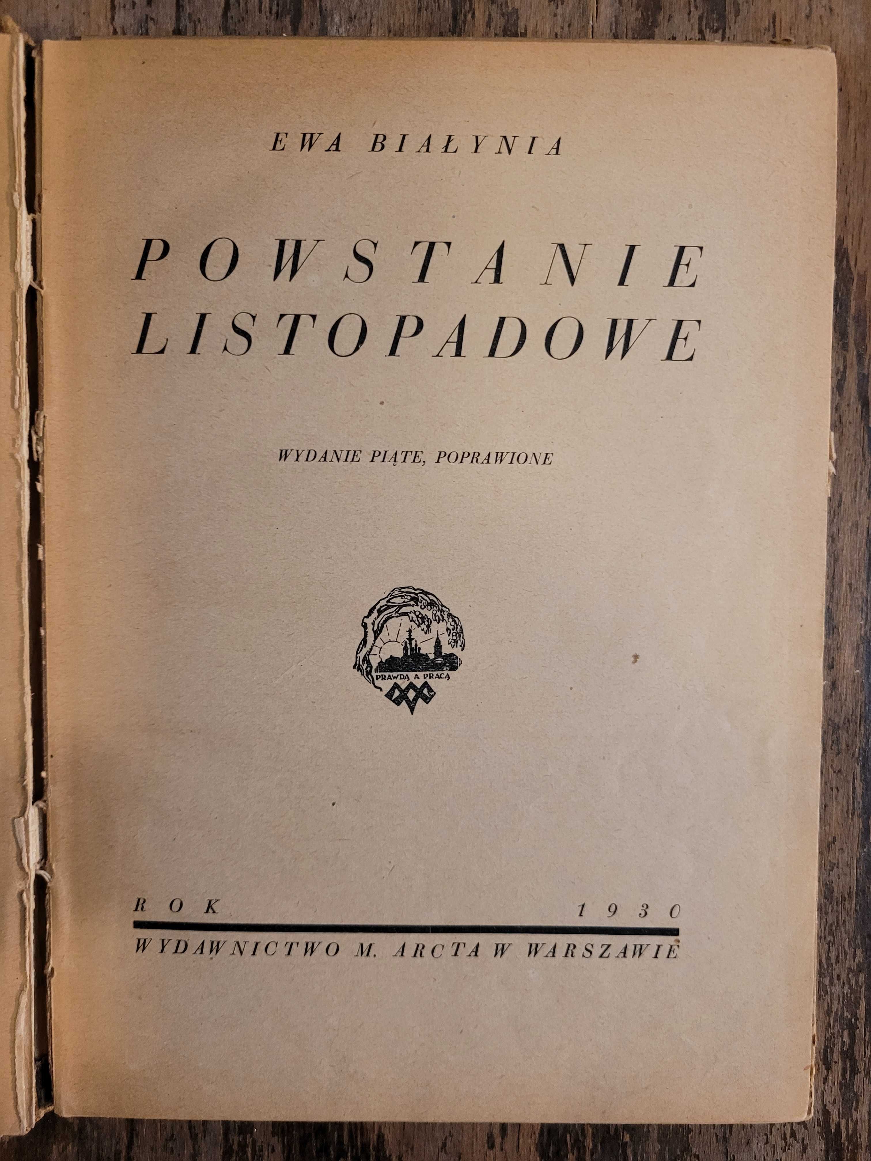 Stara przedwojenna książka Powstanie Listopadowe