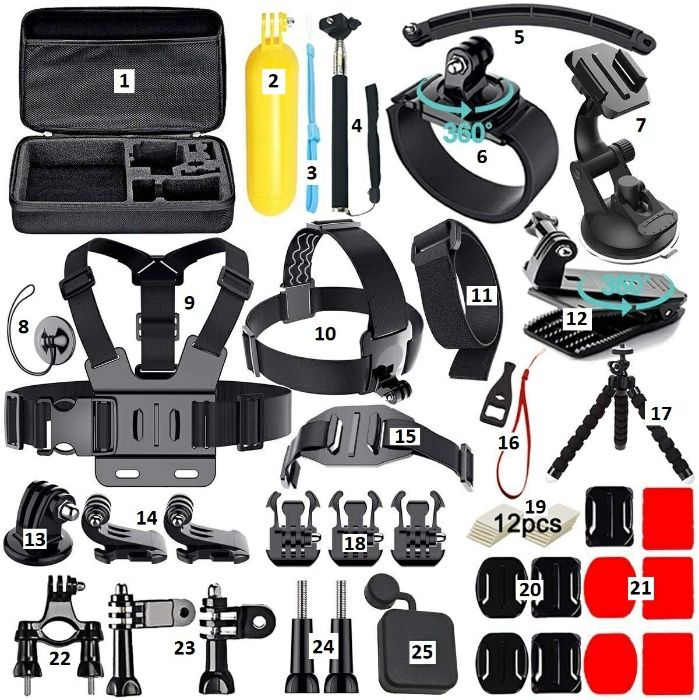 Kit Acessórios para câmeras GoPro, câmeras Desportivas e de Acção