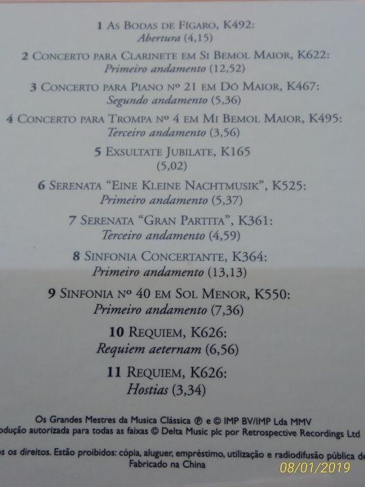 CD Obras-primas musicais de Mozart